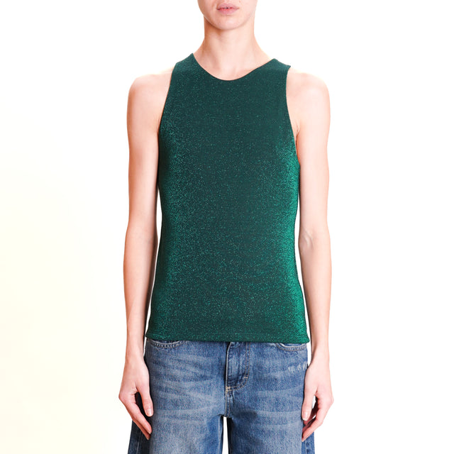 Kontatto-Lurex halterneck tank top - GREEN