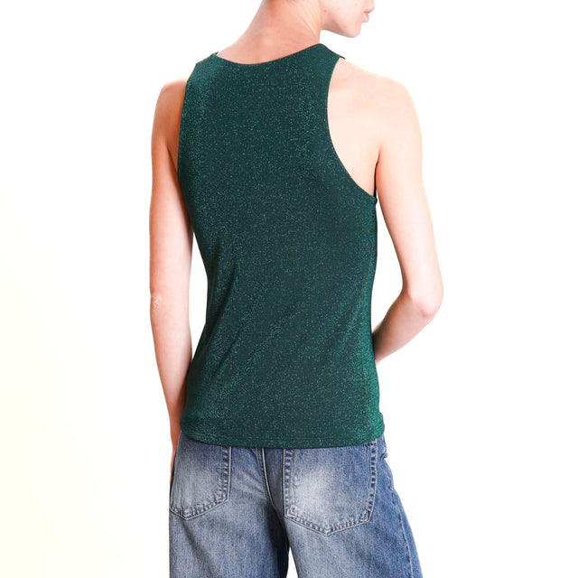 Kontatto-Lurex halterneck tank top - GREEN