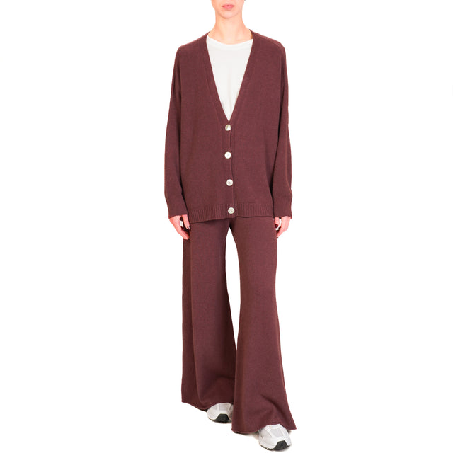 Kontatto-QS Drawstring Knitted Trousers - Wine