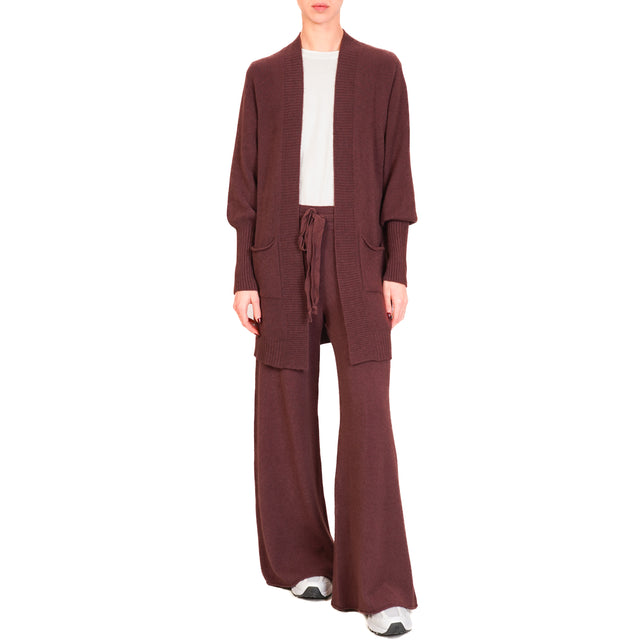 Kontatto-QS Drawstring Knitted Trousers - Wine