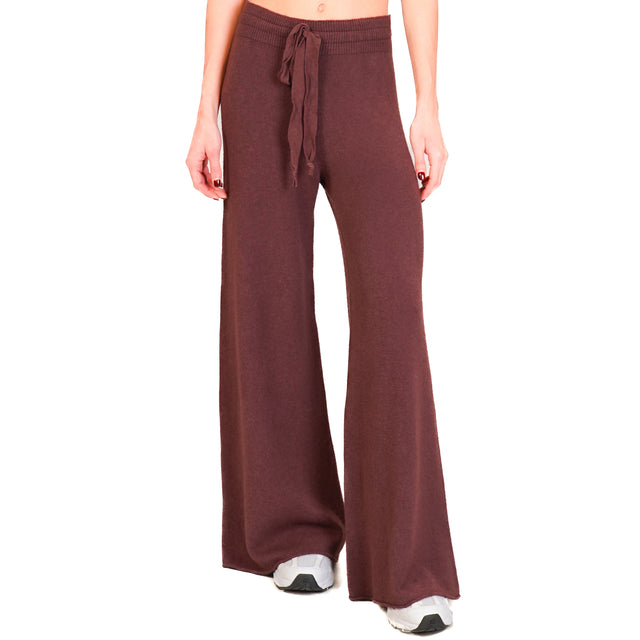 Kontatto-QS Drawstring Knitted Trousers - Wine