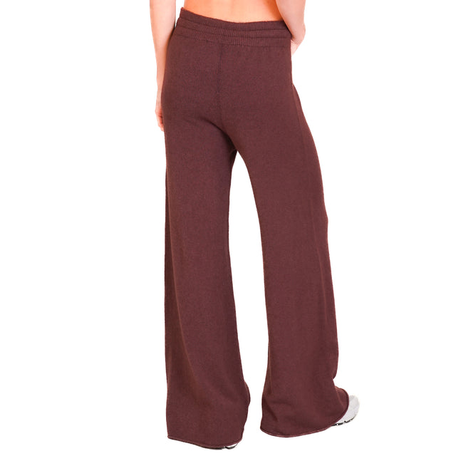 Kontatto-QS Drawstring Knitted Trousers - Wine