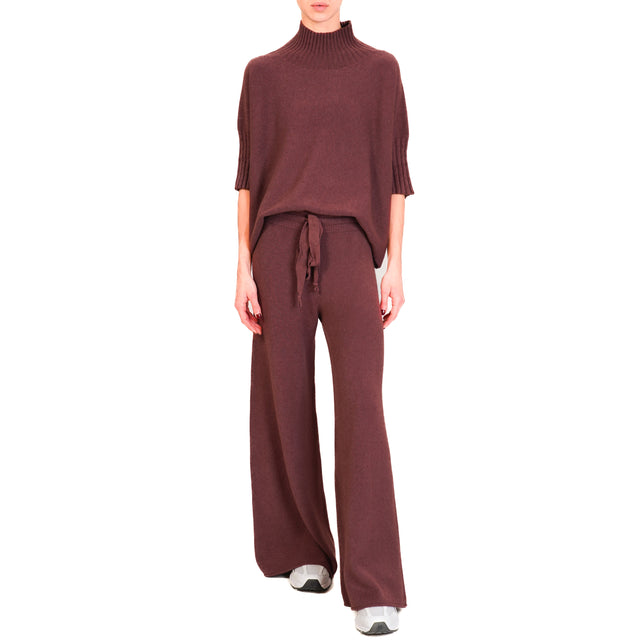 Kontatto-QS Drawstring Knitted Trousers - Wine