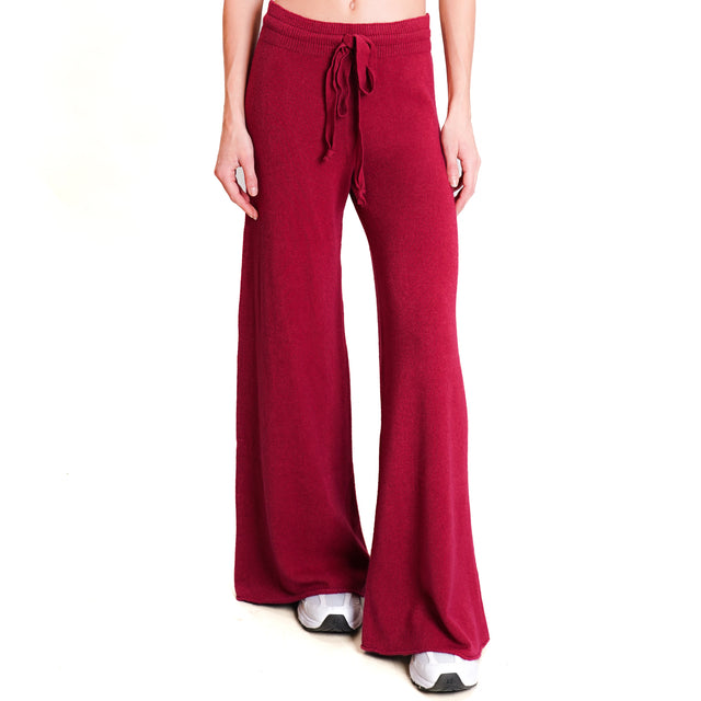 Kontatto-QS Pantalone in maglia con coulisse - Bordeaux