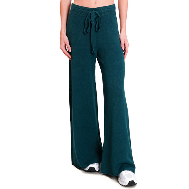 Kontatto-QS Pantalone in maglia con coulisse - VERDE