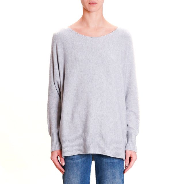 Kontatto-QS Maglia oversize spacchi laterali - grigio chiaro