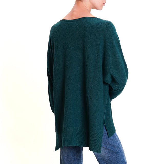 Kontatto-QS Maglia oversize spacchi laterali - VERDE