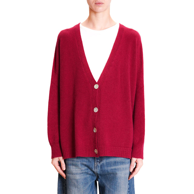 Kontatto-QS Side Slit Cardigan - Bordeaux