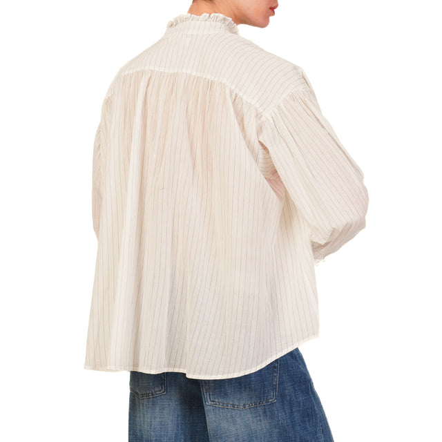 Kontatto-Camicia righe con rouches - bianco