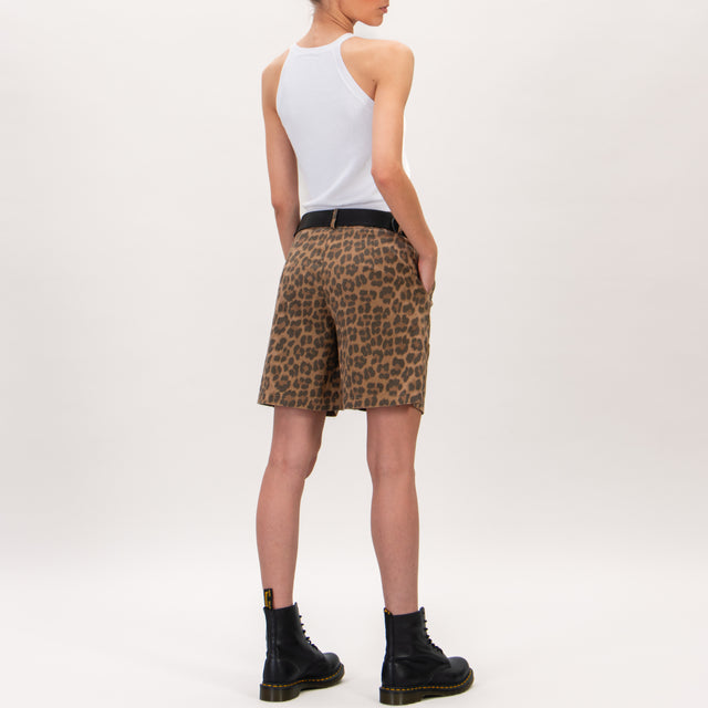 Zeroassoluto-Shorts LENNY manchado elástico en la espalda - beige/negro