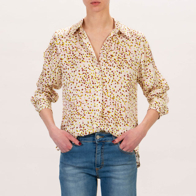 Zeroassoluto - Camisa de raso CAMY - mantequilla/aceite/lunares rosas