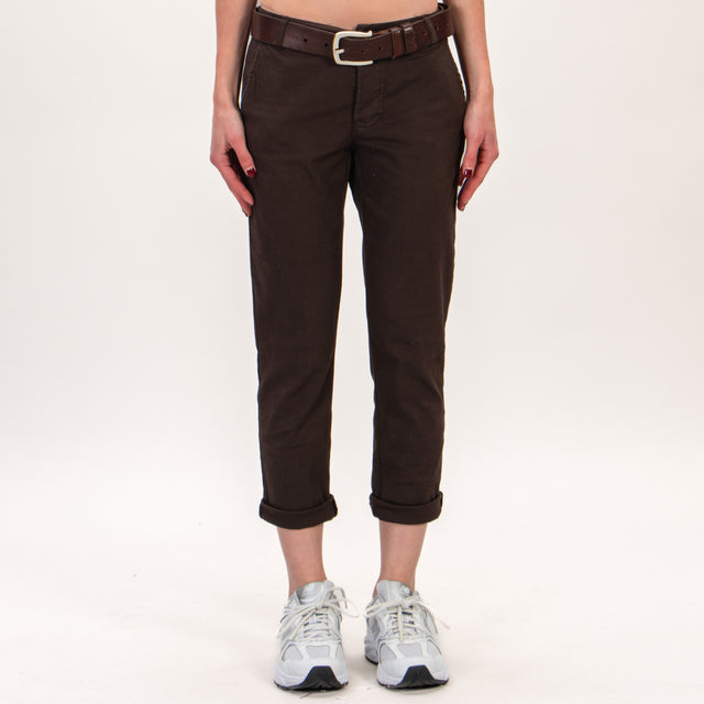 Zeroassoluto-LOIS pantalón chino elástico - marrón oscuro