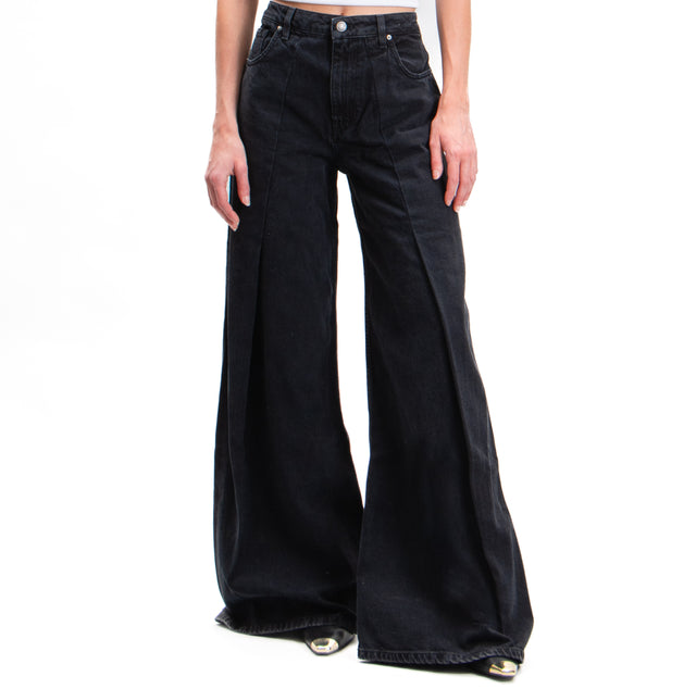 Vicolo-Jeans wide leg fit con riprese - nero