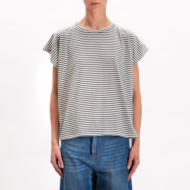 Zeroassoluto-Camiseta de rayas - blanco/negro