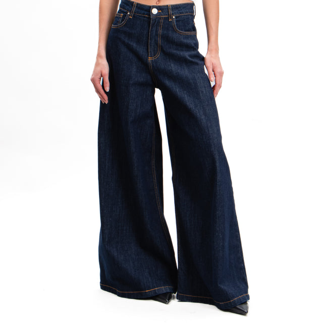 Tensione in-Jeans wide leg tela ferma - denim scuro