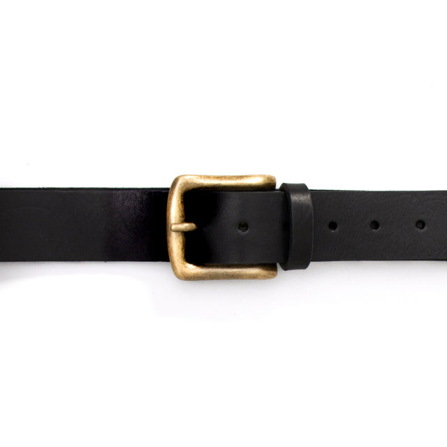 Zeroassoluto-Cinturón de piel con hebilla bronce - Negro
