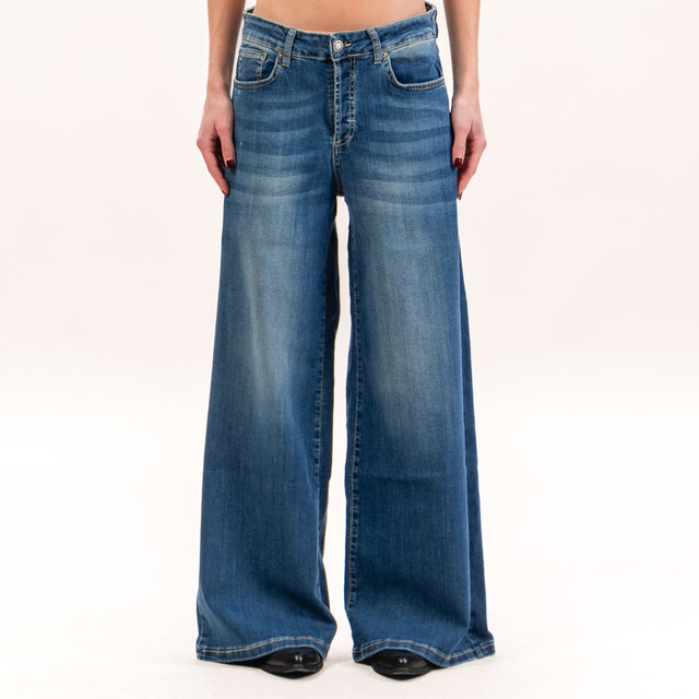 zeroassoluto-jeans KAM2 palazzo elástico con lavado medio - denim