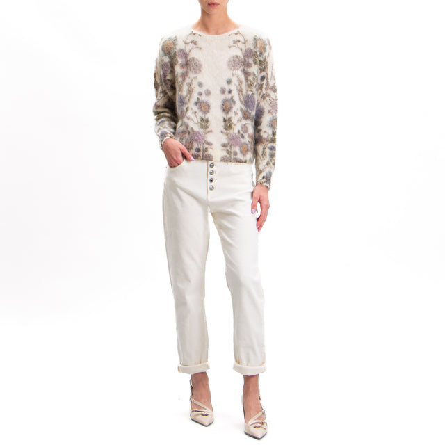 Tensione in-Maglia mohair fantasia fiori - burro