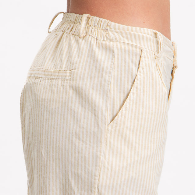 Pantalón Zeroassoluto-LOLA de rayas con elástico en la espalda - beige
