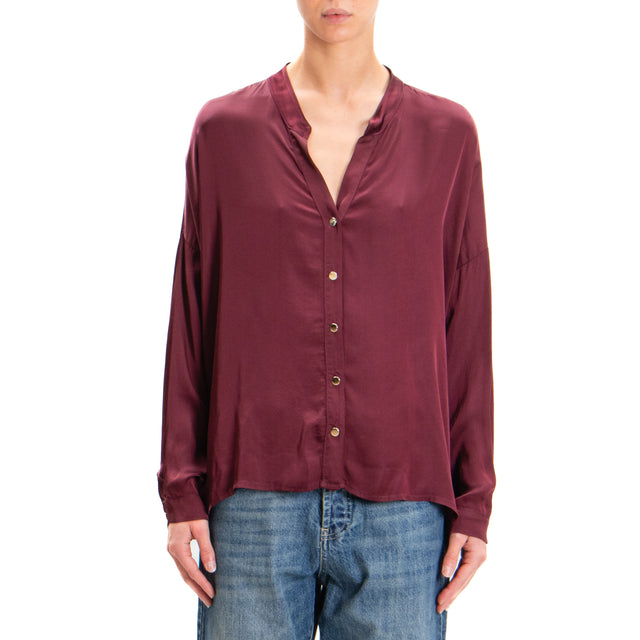 Tension in-Shirt Korean collar gold buttons - wine