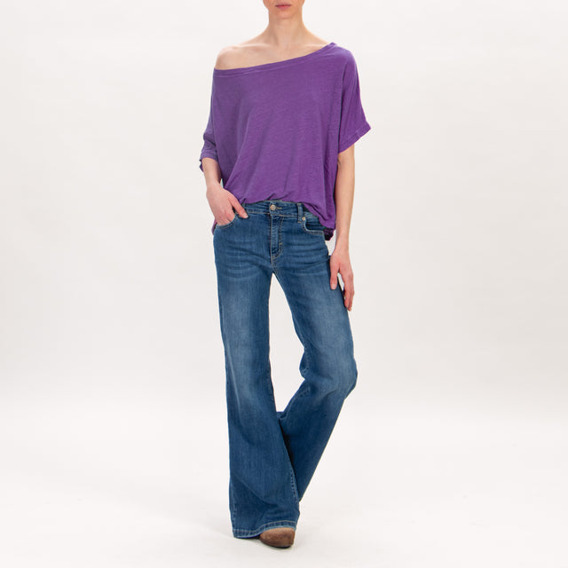 Zeroassoluto-Camiseta box de lino - violeta