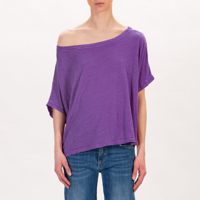 Zeroassoluto-Camiseta box de lino - violeta
