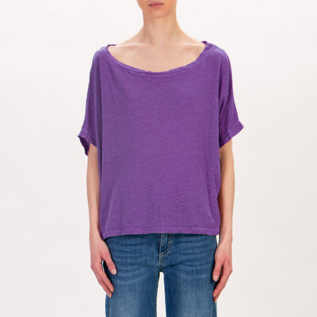 Zeroassoluto-T-shirt scatola in lino - viola