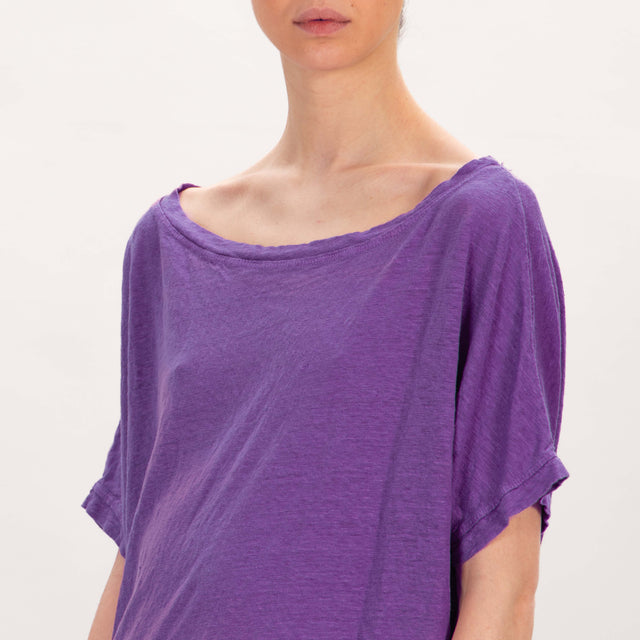 Zeroassoluto-T-shirt scatola in lino - viola