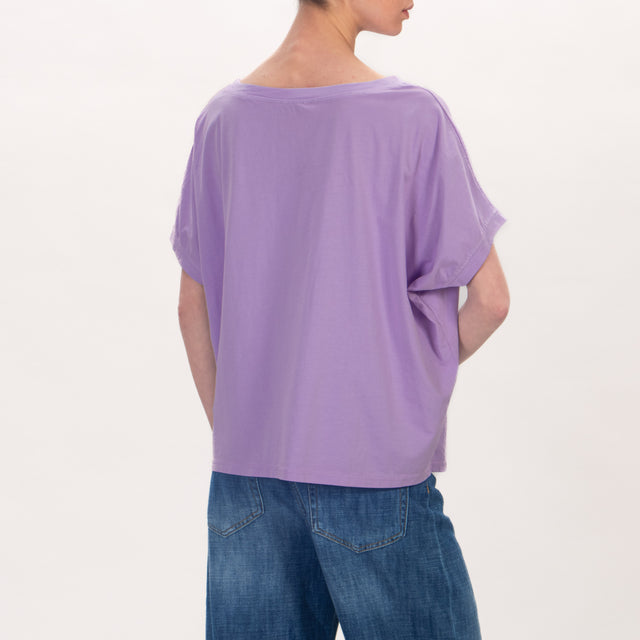 Zeroassoluto-T-shirt scatola in cotone stone wash - glicine