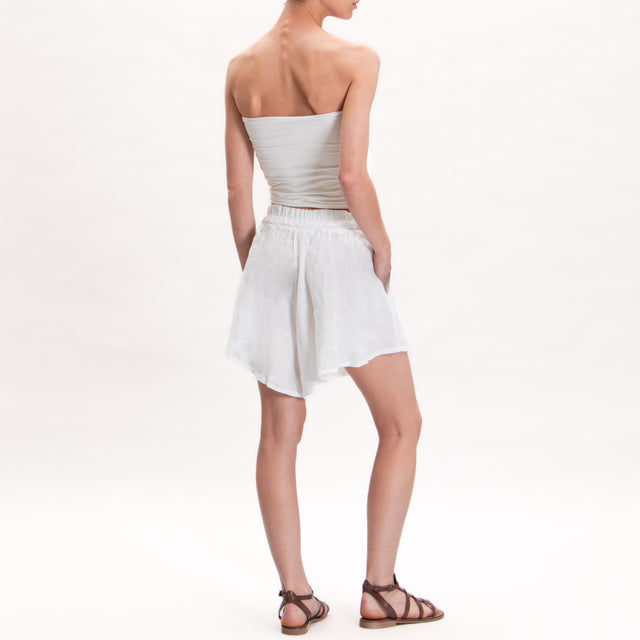 Tensione in-Shorts lino con elastico - bianco