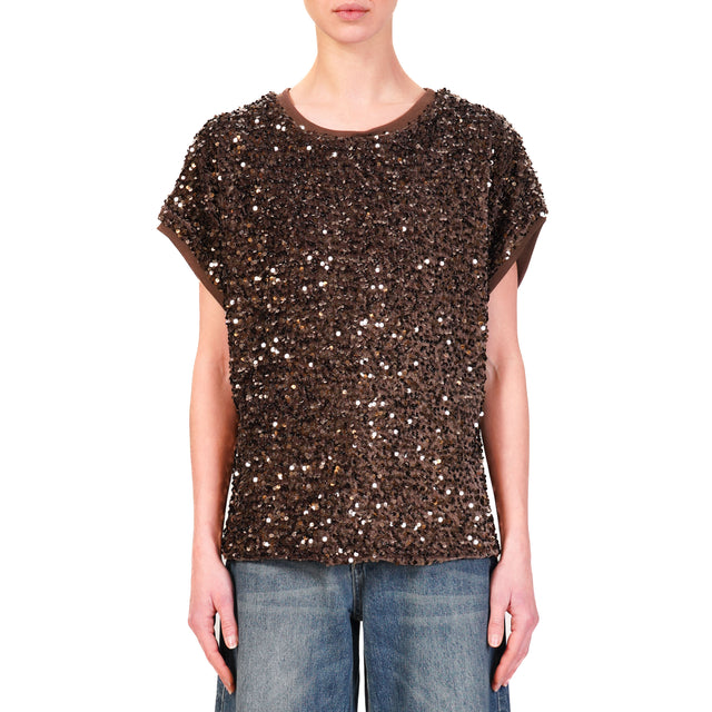 Motel-Blusa con paillettes - moro