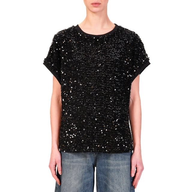 Motel-Blusa con paillettes - nero