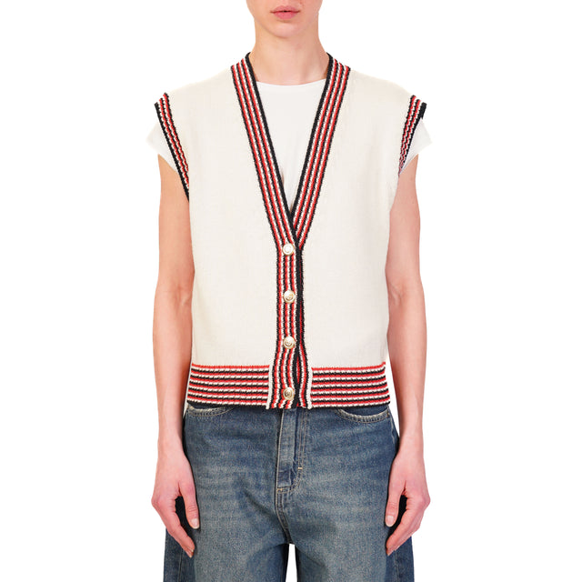 Motel-Gilet con bordi bottoni dorati - ecru'