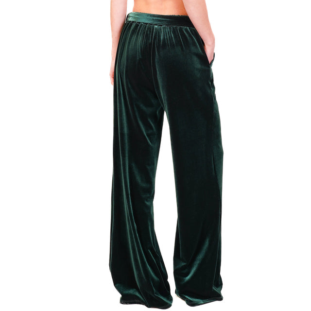 Motel-Pantalone velluto elastico dietro - VERDE