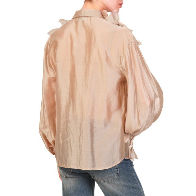 Motel-Camicia mussola con fiocchi - beige