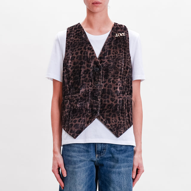 Motel-Gilet velluto maculato con spilla - moro/nero