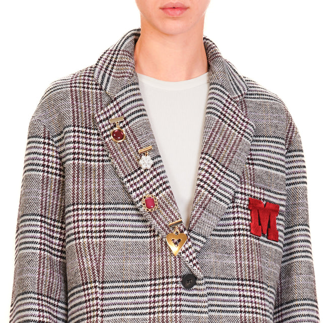 Motel-Prince of Wales Jacket with Pins - Milk/Wine/Black