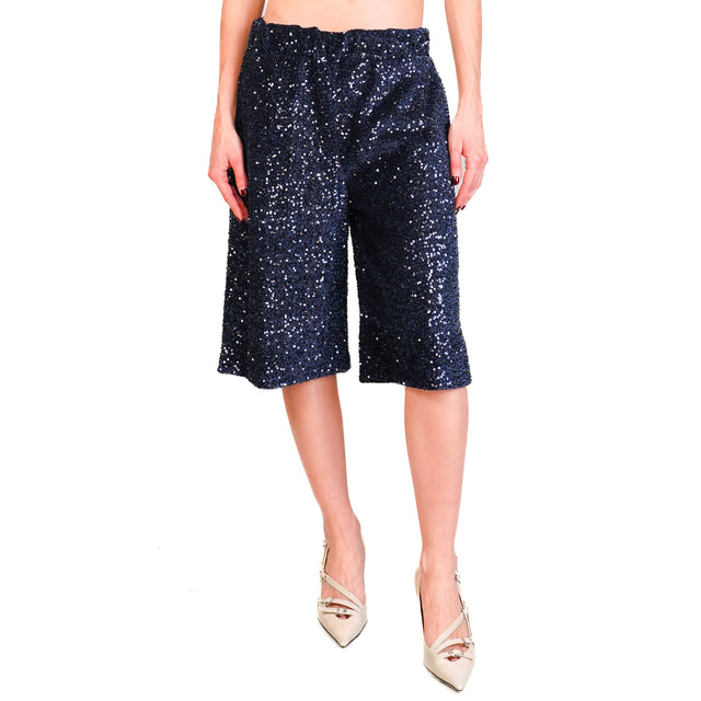 Motel-Bermuda sequin elastic waist - blue