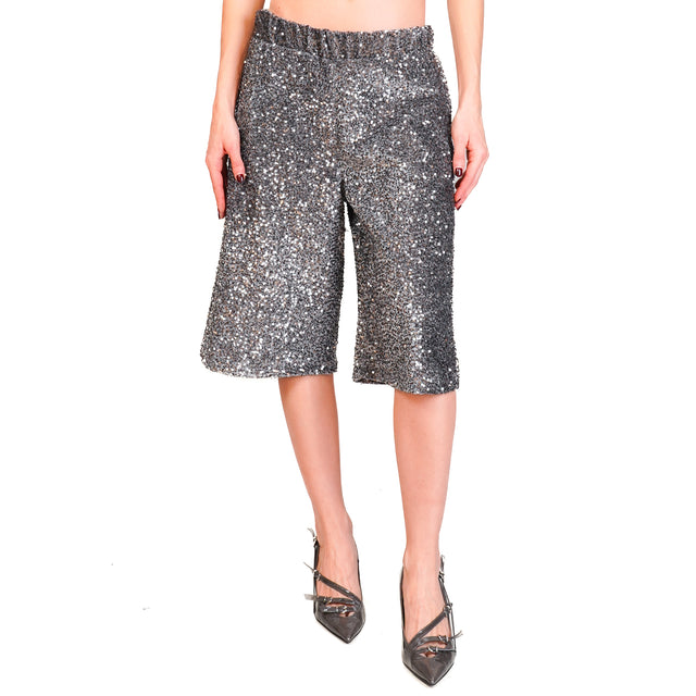 Motel-Bermuda sequin elastic waist - grey