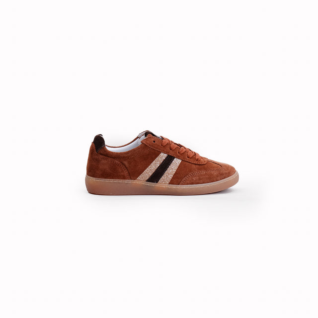 Ovye'-Sneakers suede con lurex - cognac/platino