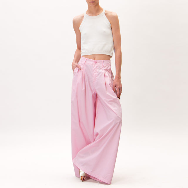 Zeroassoluto - Pantalón ancho LETY de tejido paracaídas con pliegues - rosa
