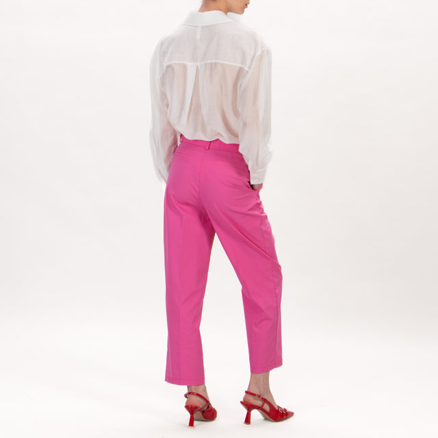 Dixie-Pantalone pinces cotone elasticizzato - pink