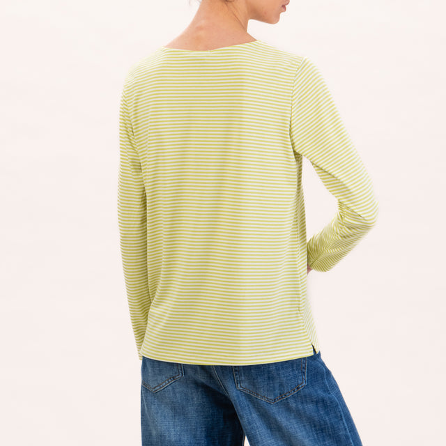 Zeroassoluto-T-shirt a righe in jersey - latte/pistacchio