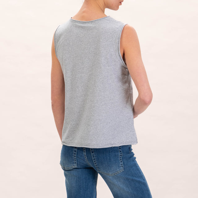 Zeroassoluto-Camiseta de algodón sin mangas - gris melange