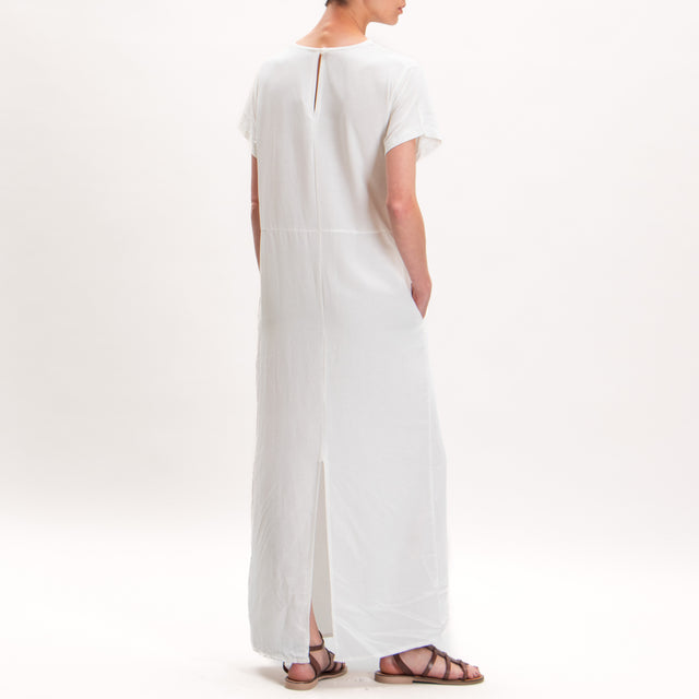 Zeroassoluto-ALMA Vestido de mezcla de lino con bolsillos - blanco