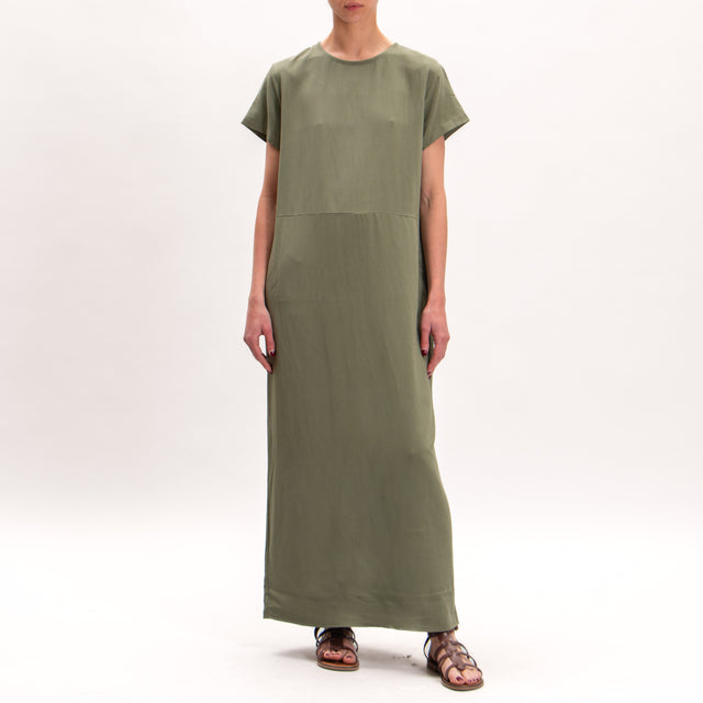 Zeroassoluto-ALMA Vestido de mezcla de lino con bolsillos - militar