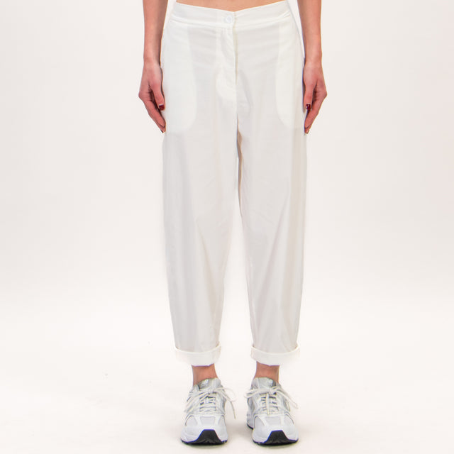 Pantalón Zeroassoluto-BATY de tejido elástico, elástico en la espalda - blanco lana