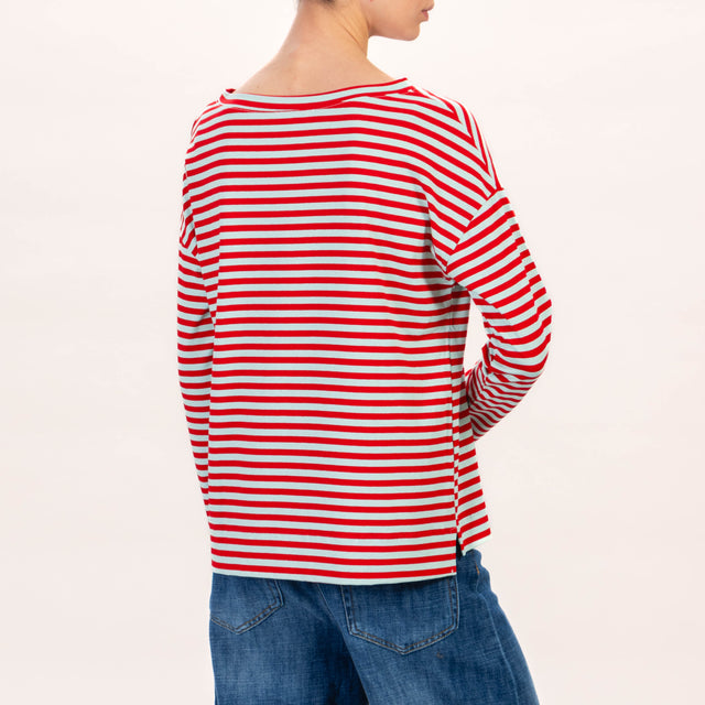 Zeroassoluto - Camiseta de punto a rayas - red/aqua