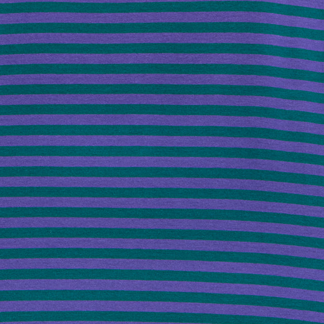 Zeroassoluto-Camiseta de punto cuadrado a rayas - verde/púrpura