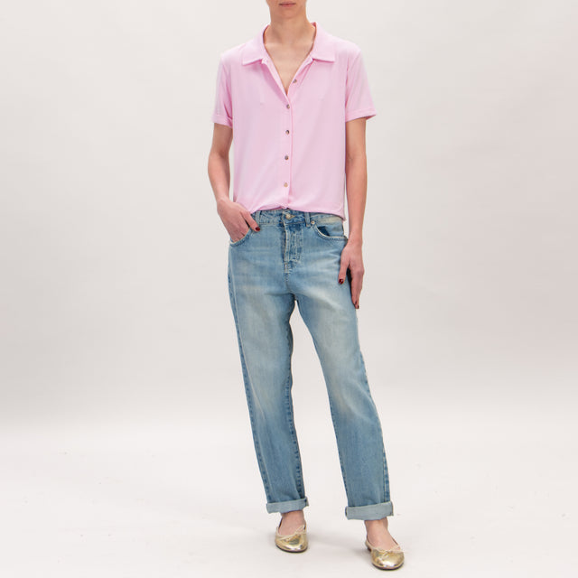 Zeroassoluto-CARLY Camisa de punto de media manga - rosa